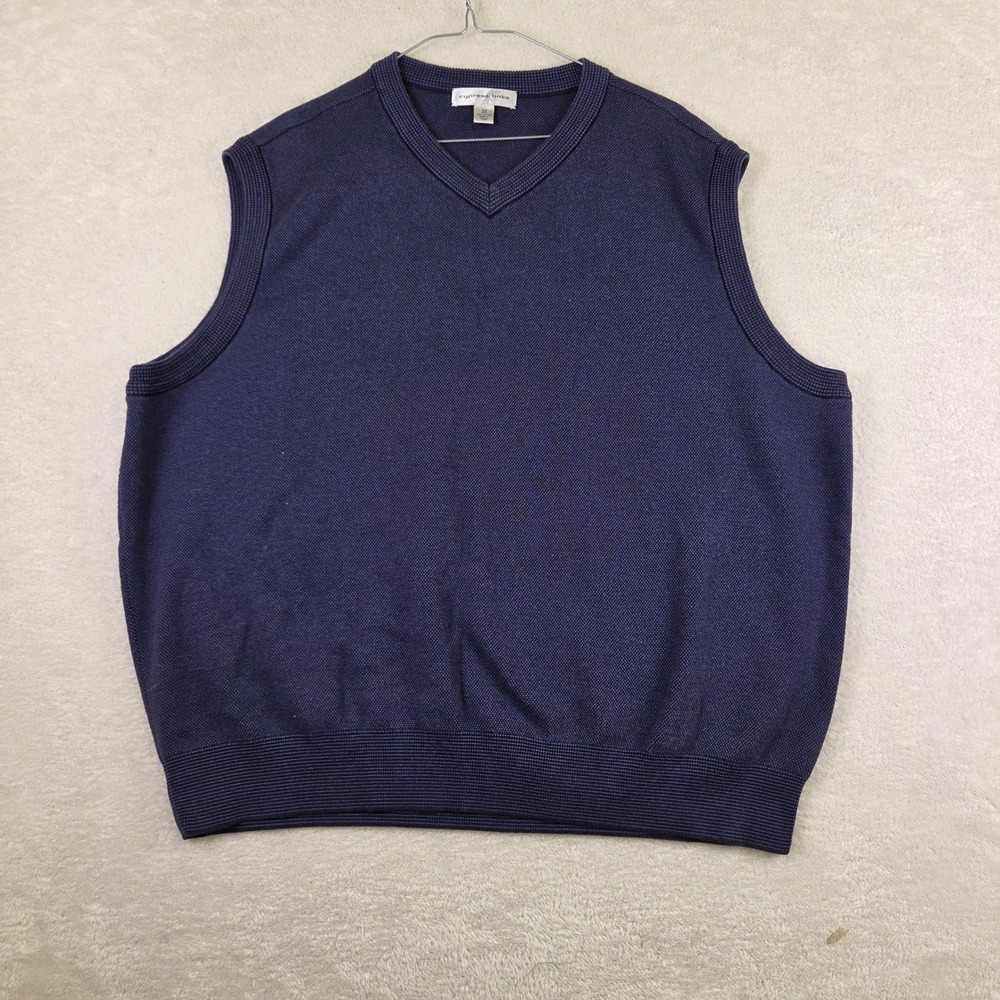 Cypress Links Mens 2X Navy Blue V-Neck Cotton Knit Sweater Vest 4108